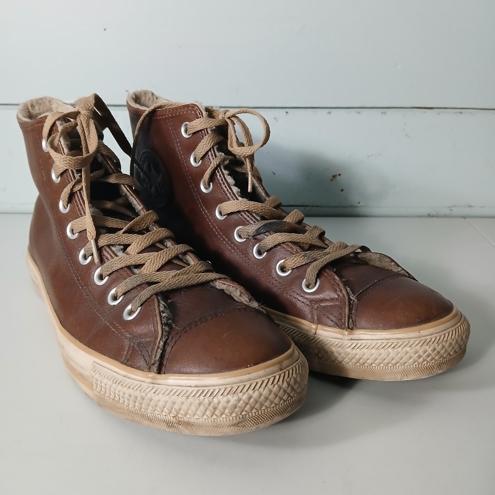 Converse Cognac Insulated Leather High Tops